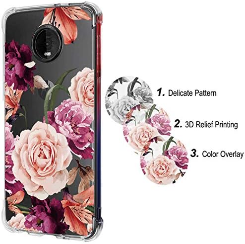 Carcasă ueheird Moto Z4, Moto Z4 Play Case With Flowers, Slim Abroof Floral Model Floral Flexible TPU Back Phone Cover de protecție