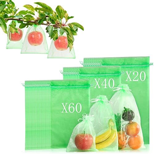 120 buc 3 dimensiuni pungi de protecție a fructelor, pungi de rețea de fructe mixc pentru arbori fructiferi Cover de fructe