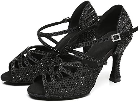 Hroyl Women Rhinestones Pantofi de dans Ballroom Pantofi Latin Salsa Pantofi de dans pentru petreceri de nuntă, modlyc466