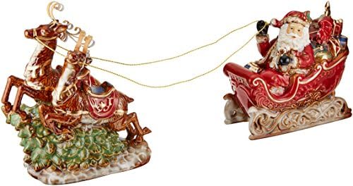 Porțelan Burton & Burton de 10 H Moș Crăciun, sanie și figurină de Crăciun pentru renuri pentru decor de casă de vacanță