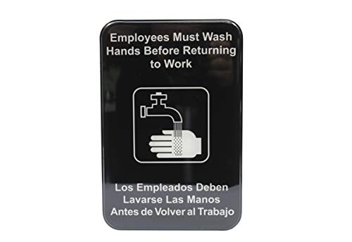 TableCraft-695654 Angajații englezi/spanioli trebuie să spalăm semnul mâinilor, alb pe negru, 6 x 9