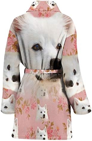 Câine eskimo american pe rochie de baie pentru femei cu imprimeu roz
