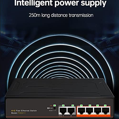 Uoeidosb 4-port +2 sus-link 100Mbps POE Switch rețea rapidă Ethernet 250M Transmisie 52V 1.25A VLAN Power Connect