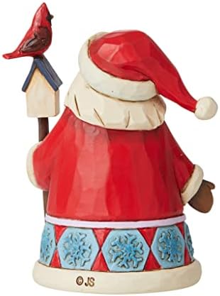 Enesco Jim Shore Heartwood Creek Moș Crăciun cu Figurină în miniatură Cardinal și Birdhouse, 4 inch, multicolor