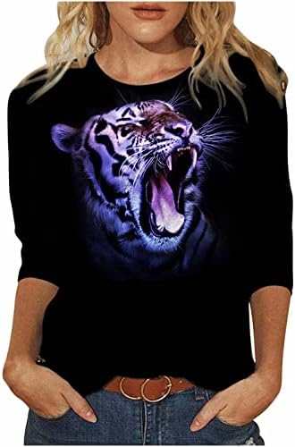 Tricoturi cu mânecă lungă femei, femei 3d animal tigru graficele grafice casual casual desăvârșit echipament de hanorac ușor