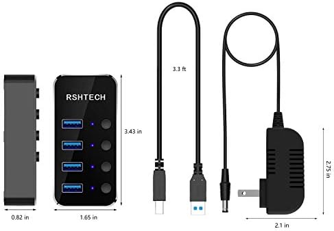 Rshtech 4 port USB Hub cu adaptor + aluminiu 4 Port Ultra Slim USB 3.0 Hub de date