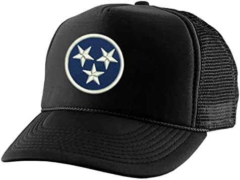 Allntrends Tennessee State Flag Star Trucker Trucker pălărie brodat pentru adulți, capac de baseball pentru adulți