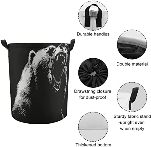 Angry Bear rotund spălătorie sac impermeabil stocare împiedică cu cordon capacul și mâner