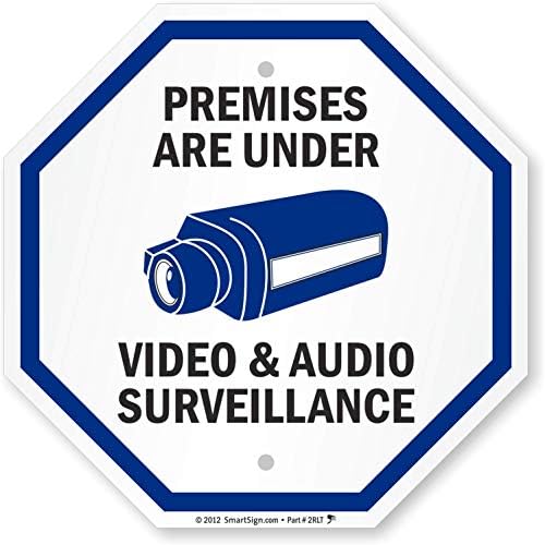 Smartsign-K-9504-Al-12O12 Premisele sunt sub semnul video și supraveghere audio | Semn de supraveghere video de 12 x 12 din