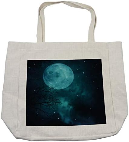 Geanta de cumpărături pentru spațiu Ambessonne, Moon on Starry Sky Univers Cosmos Space Tematic Mystical Twilight Celestial