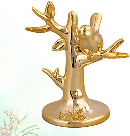 TOPBATHY Cercel tava aur păsări copac bijuterii Stand ceramica display Cercel colier titularul Organizator Bijuterii Rack turn