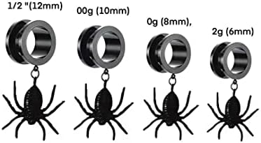 Elloin 2pcs 0G Spider Suspensie Design pentru urechi Tuneluri Tuneluri pentru femei - Oțel inoxidabil negru 316L Body Piercing
