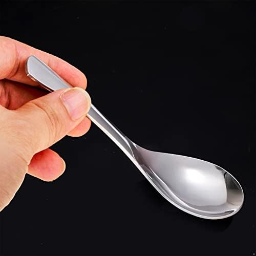 Tiaobug din oțel inoxidabil supa asiatică mâner ergonomic linguri de cină ovală linguri pentru casă, bucătărie sau restaurant