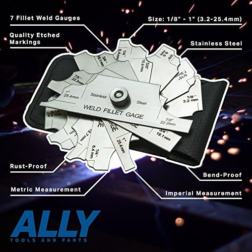 Ally Tools 7 piese Set de inspecție de sudare cu file de 7 piese include carcasă din piele - Ulnar Metric & Inch - Perfect