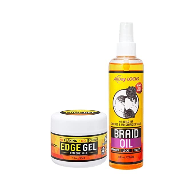Allday Locks Edge Gel & amp; Braid Oil Bundle / Extreme Hold Edge Control / întărește și hidratează rădăcinile și scalpul