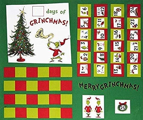 Calendar de Advent de Crăciun-cum a furat Grinch Crăciunul-panou din țesătură DIY de 36 - nu este un produs finit