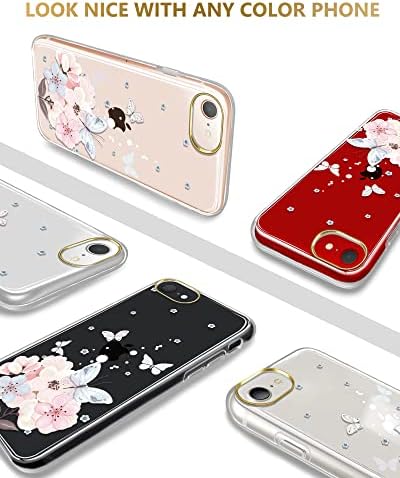 Carcasă Jaholan iPhone SE 2022/iPhone SE 2020, carcasă iPhone 7 8, Grate Girl Design floral Clear Slim Cover Case pentru iPhone