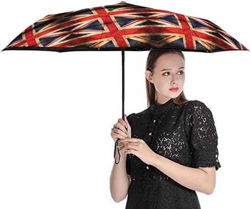 British Flag Travel umbrela Windproof 3 falduri Auto deschide aproape pliere umbrela pentru Barbati Femei