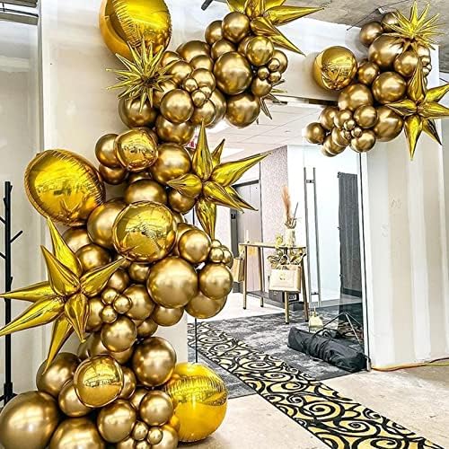 Dkcpisco aur metalic crom balon arc Kit, 102pcs 18in 12in 10in 5in baloane de aur Cu Aur confetti baloane pentru logodna nunta
