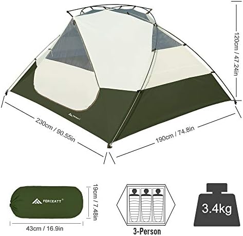 Forceatt Camping Cant 2/3 persoană, Rucsac cort impermeabil rezistent la vânt, cort instantaneu cu ploaie pentru a face drumeții