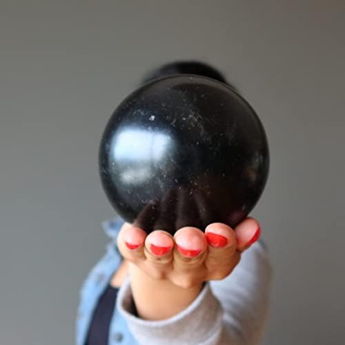 Satin Crytals bazalt sfera real izbucni de lavă Negru protecție Piatra Cristal mingea 3.5-3.75 inch