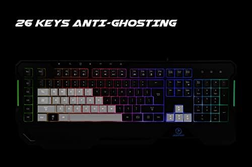 Tastatură RGB cu membrană Checkpoint pentru pc, 26 de taste Anti Ghosting, 5 Macro-taste, cotieră încorporată, 7 taste Multimedia