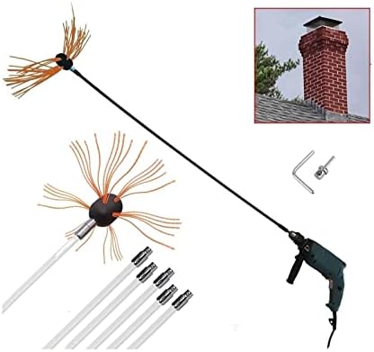 Kit de curățare a coșului de fum LIYUN set de măturătoare electrică pentru coș de fum, Burghiu cu perie pentru coș de fum kituri