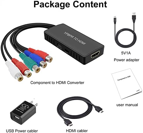 Componenta pentru convertorul HDMI YPBPR la Converterul HDMI, 5RCA/RGB la HDMI Converter acceptă 1080p/720 pentru DVD, VCD,