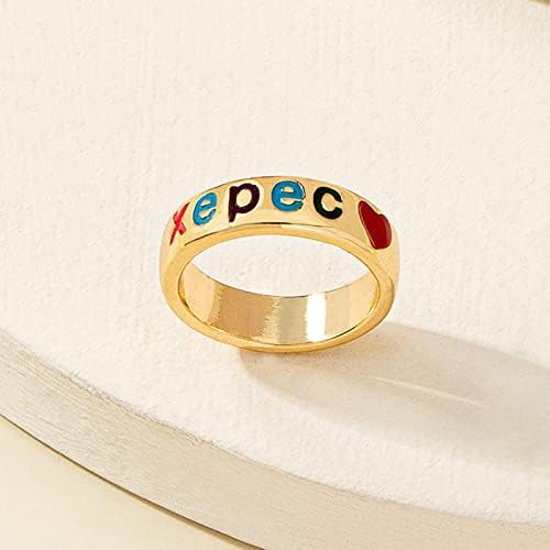 2023 noua scrisoare colorată inel de picurare a uleiului inel de dragoste inel Retro feminin cadou simplu pentru prieteni și