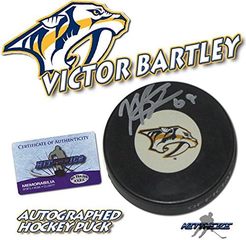 VICTOR BARTLEY a semnat cu NASHVILLE PREDATORS Puck cu holograma COA - autografe NHL Pucks