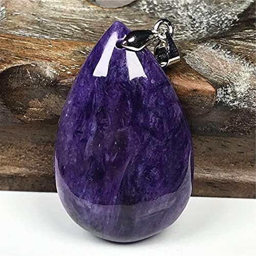 Pandantiv natural Charoite Purple Charoite Crystal Stone Bijuterii pentru femei bărbați Noroc Cadou 36x23x8mm Beads Silver