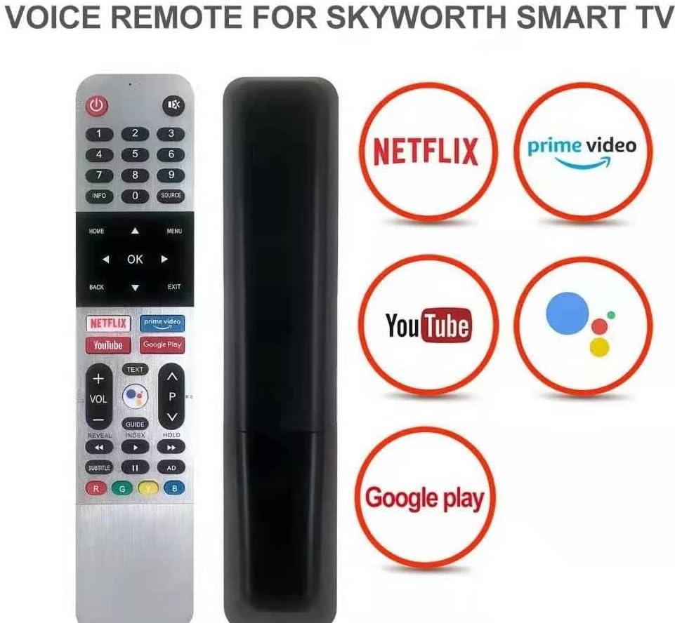 MATCOM nou control vocal Smart TV Telecomandă înlocuire potrivit pentru Skyworth Smart UHD HDR Android TV 70SUC9400 75SUC9300