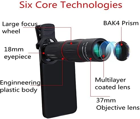 YGQZM 18x Zoom Monocular Optical Telefon Optic Lens Universal pentru smartphone -uri clipuri Telephotant Obiectivul camerei