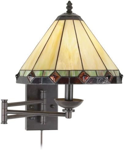 Robert Louis Tiffany misiune Tiffany stil leagăn braț lampă montat pe perete bronz Metal Plug - in lumina de fixare Dimmable