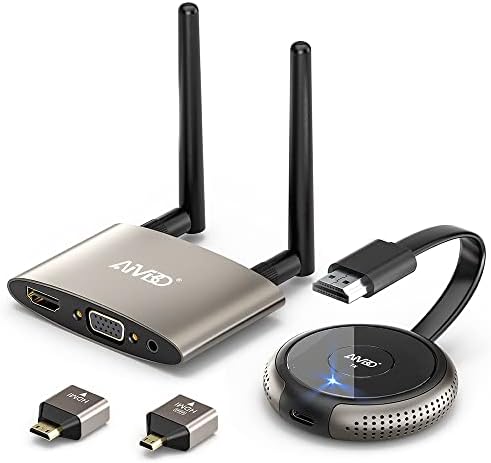 Transmițător și receptor wireless HDMI 4K, ecrane duble Timbootech HDMI & VGA Live Tasting 5G Video/Audio pentru laptop, cutie