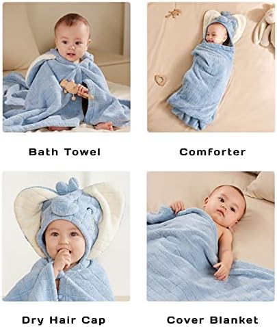 FRYSEFDFV Albastru Baby Hooded prosoape Wrap pentru Băieți Fete, mare Washcloths absorbant înot halat de baie,Ultra moale prosop