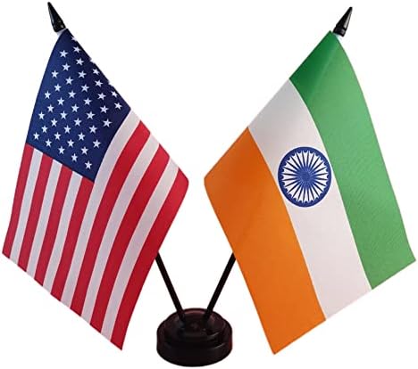 Flag pentru birou de prietenie american și India, steagul de masă american și India, steaguri indiene pentru afișarea camerei,