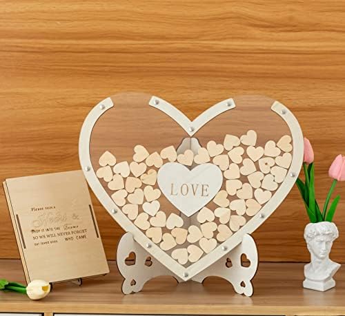 Carte de oaspeți de nuntă din lemn cărți de oaspeți Alternative de nuntă cu inimă transparentă pentru recepție oaspeții să