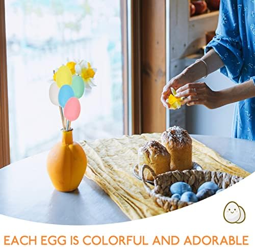 VALICLUD 9pcs Easter Egg artificiale imprimate colorate ou cu lemn Stick Plastic ou Copii Jucărie cadouri interior în aer liber