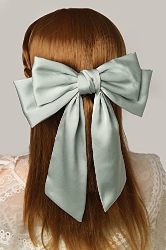 1 buc agrafe de păr cu arc mare arcuri de păr din Satin pentru femei, pompoane de înfășurare arcuri mari de păr pentru fete agrafe metalice coadă lungă agrafe de păr Retro pentru arcuri Accesorii de păr