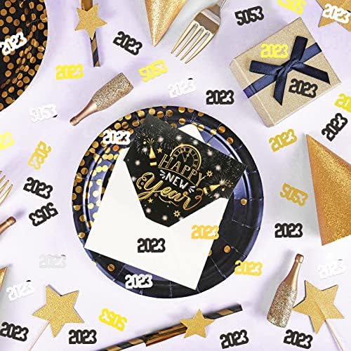 2023 Anul Nou Confetti Glitter Folie Metalică Scaraturi de confetti Suport pentru decorațiuni, negru, aur, argint 2023 Sprinkles