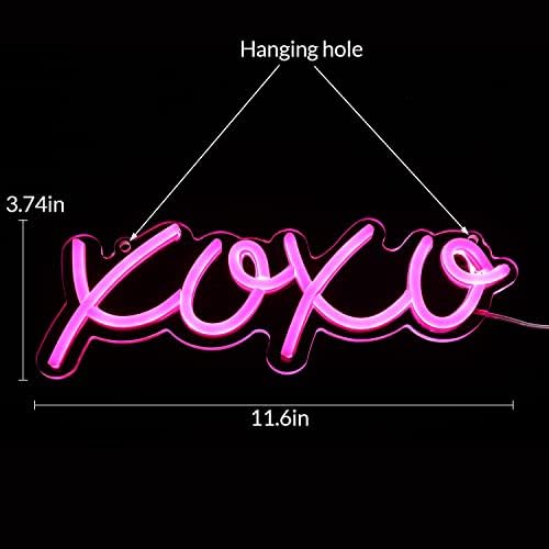Xoxo Neon Sign, semne Neon reglabile pentru Decor de perete xoxo Light up Signs USB Powered Pink Neon Lights Signs pentru dormitor