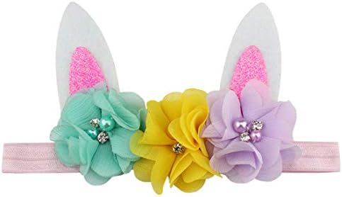 Banda de Paști pentru fete pentru copii Bunny Rabbit Ear Headbands cu coroană de flori ZHB04
