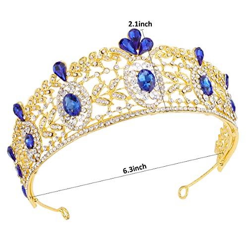 Vovii ziua de nastere coroane pentru femei Diamant Multi-cristal lux European baroc aliaj mireasa albastru coroana accesorii