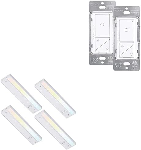 TORCHSTAR 3CCT LED sub Cabinet Task Light Bundle 3-Way Dimmer Switch, 4 Pack 12 Inch LED sub Cabinet Task Lighting Dimmable