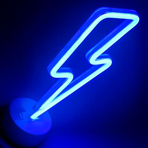eyeJOY Blue Lightning Bolt Neon Sign Led Neon Light USB sau baterie operate lumina de noapte cu semne de Neon de bază pentru