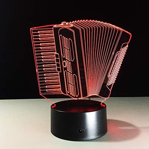 LLWWRR1 Muzică instrument acordeon 3D USB LED lampă Romantic 7 culori schimbarea starea de spirit atmosfera masa Decor lumina
