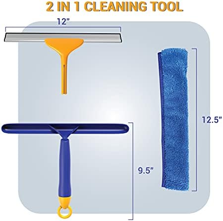 Instrument de curățare a ferestrelor profesionale de Scrubit - 2 în 1 Set de curățare a ferestrelor include 12,5 inci microfibră