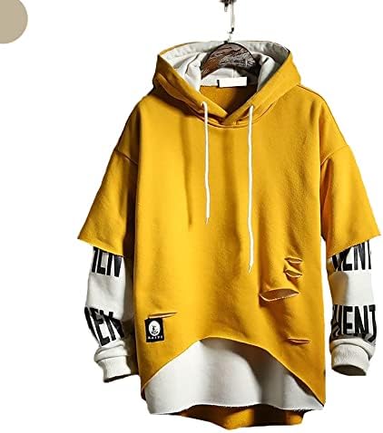 Dudhuh Mens Hoodie Fashion Pullover Letter Track Track Product Techwear haina casual hip-hop hanorac