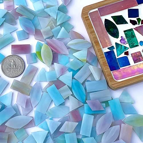 Litmind Staines Glass Mosaic Tiles Kit pentru meșteșuguri - alternativă roz și albastru, 240 de bucăți 5 forme mixte - excelent